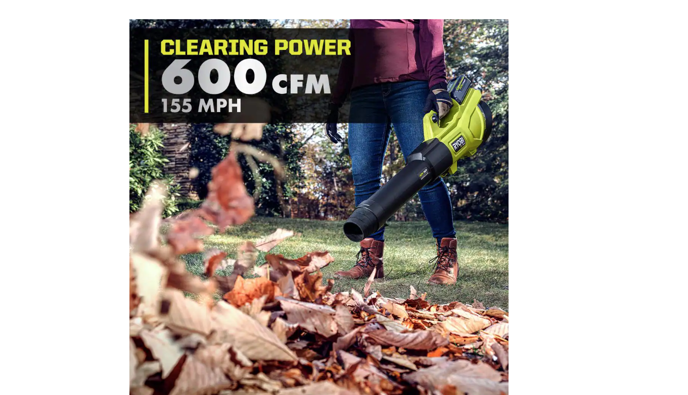 RYOBI RY40960VNM 40V HP Brushless 600 CFM 155 MPH Cordless Leaf Blower and Carbon Fiber String Trimmer with 4.0 Ah Battery and Charger