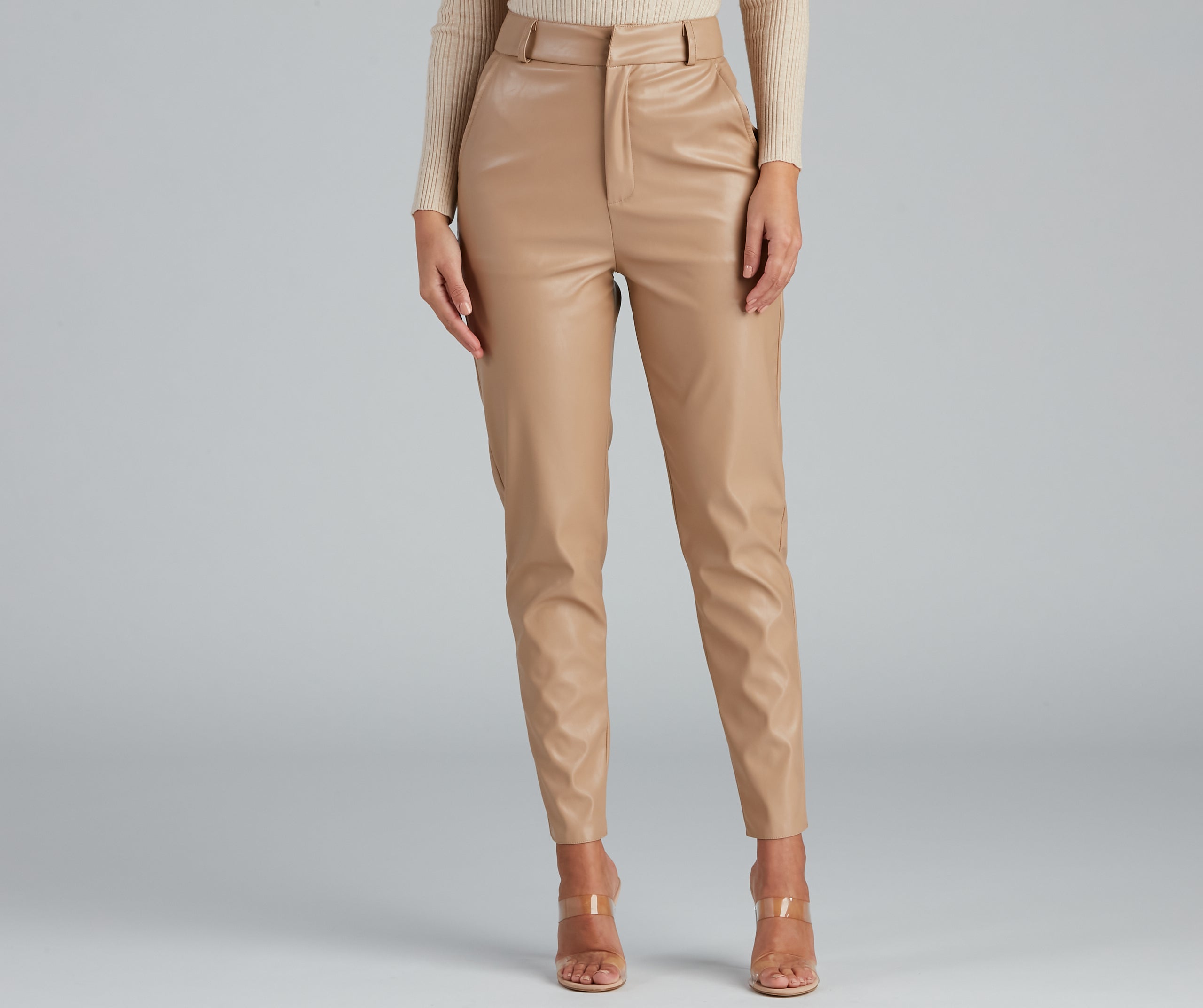 Classic Chic High Waist Faux Leather Pants