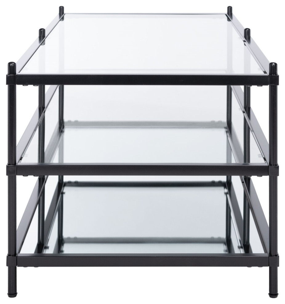 Tabby Glass And Mirror Coffee Table Matte Black   Transitional   Coffee Tables   by Peachtree Fine Furniture  Houzz