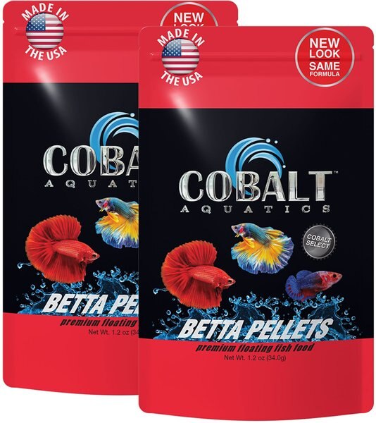 Cobalt Aquatics Select Betta Pellet food， 1.2-oz bag， 2 count