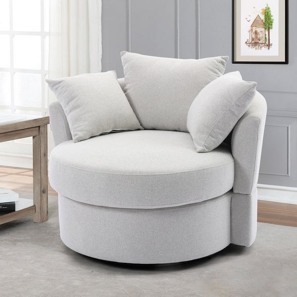 Modern Akili Swivel Barrel Chair Round Oversized Sofa Lounge Accent Chair with 3 Pillow for Living Room Bedroom Hotel Office