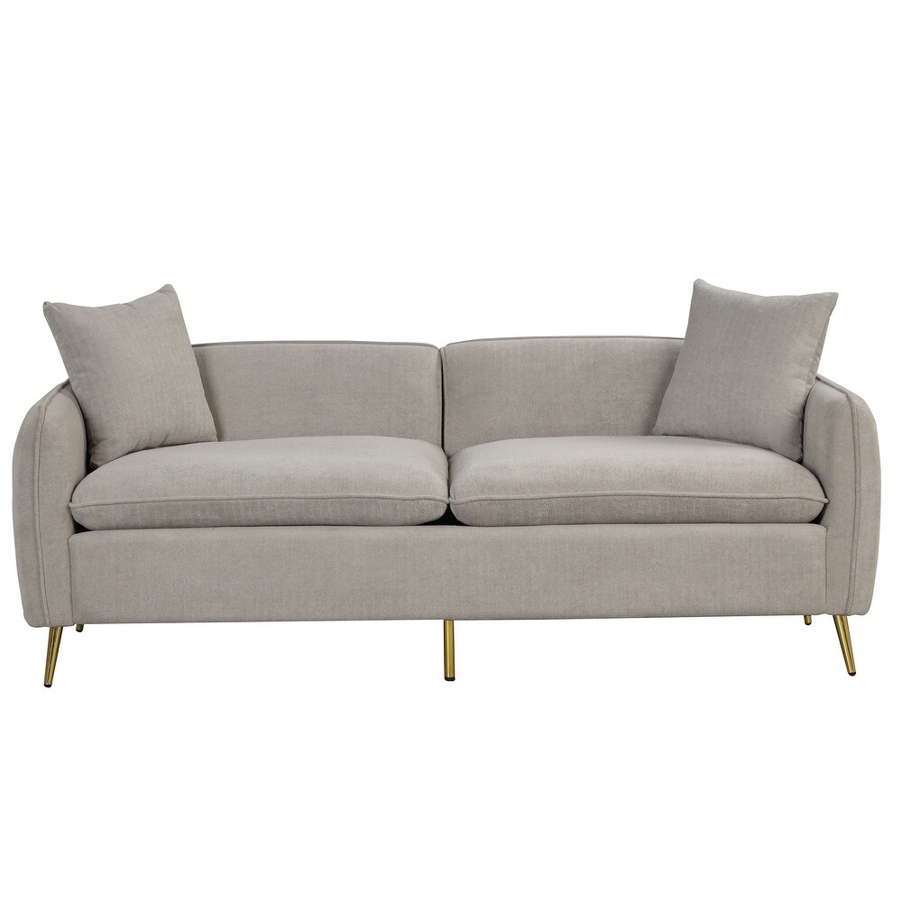 2 Piece Velvet Upholstered Sofa Sets with Loveseat Golden Metal Legs