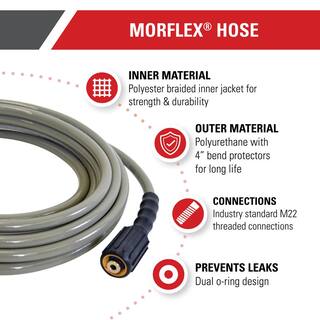 SIMPSON MorFlex 14 in. x 25 ft. ReplacementExtension Hose with M22 Connections for 3300 PSI Cold Water Pressure Washers 40224