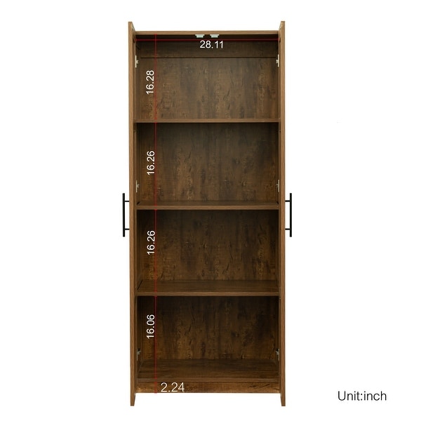 High wardrobe and kitchen cabinet with 2 doors and 3 partitions to separate 4 storage spaces - - 37010634