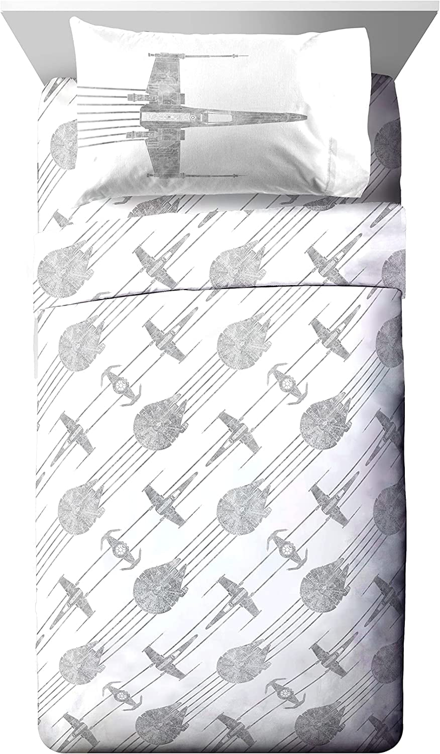 Star Wars Falcon Schematics 5 Piece Twin Size Bed Set, 100% Microfiber