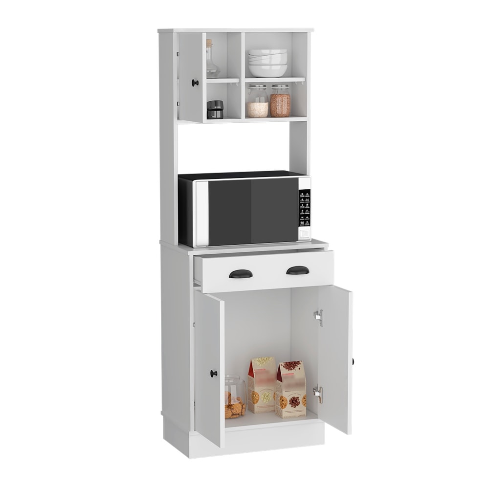 Microwave Storage Stand with 3 Doors and Drawer Arlington  White / Macadamia Finish