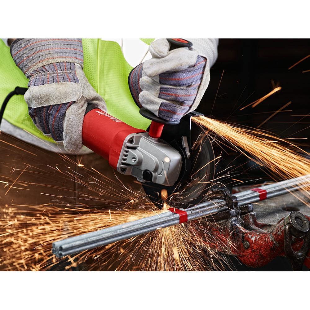 Milwaukee 7 Amp Corded 4-1/2 in. Small Angle Grinder with Sliding Lock-On Switch 6130-33