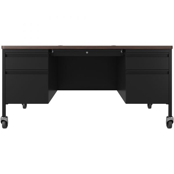 Lorell Fortress Series Walnut Top Teacher's Desk