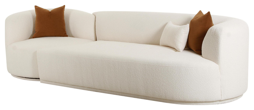 Fickle Cream Boucle 2 Piece Modular Right Arm Facing Sofa   Transitional   Sectional Sofas   by Homesquare  Houzz