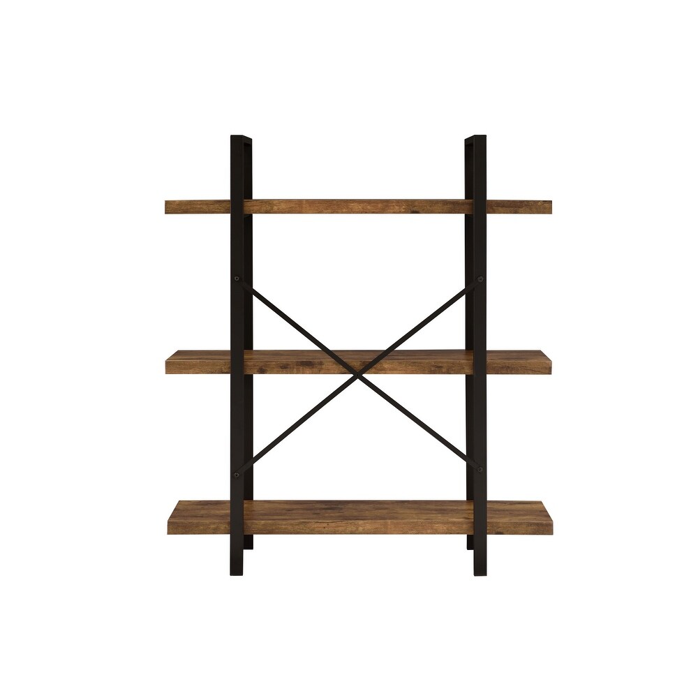 Coaster Furniture Cole Antique Nutmeg and Black 3 Shelf Bookcase