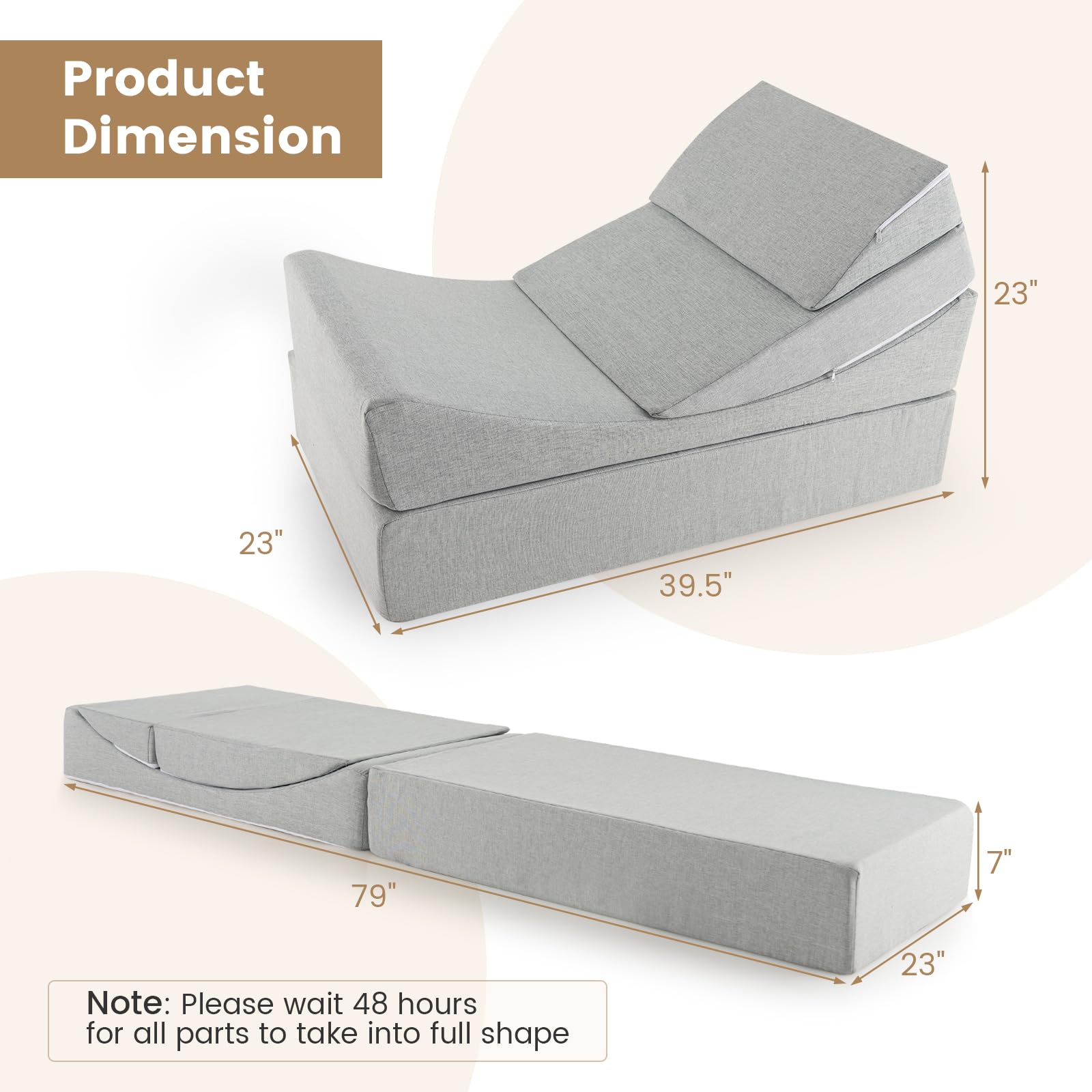 Giantex Convertible Folding Sofa Bed, 4-in-1 Floor Futon Sleeper Chair with High-Density Foam