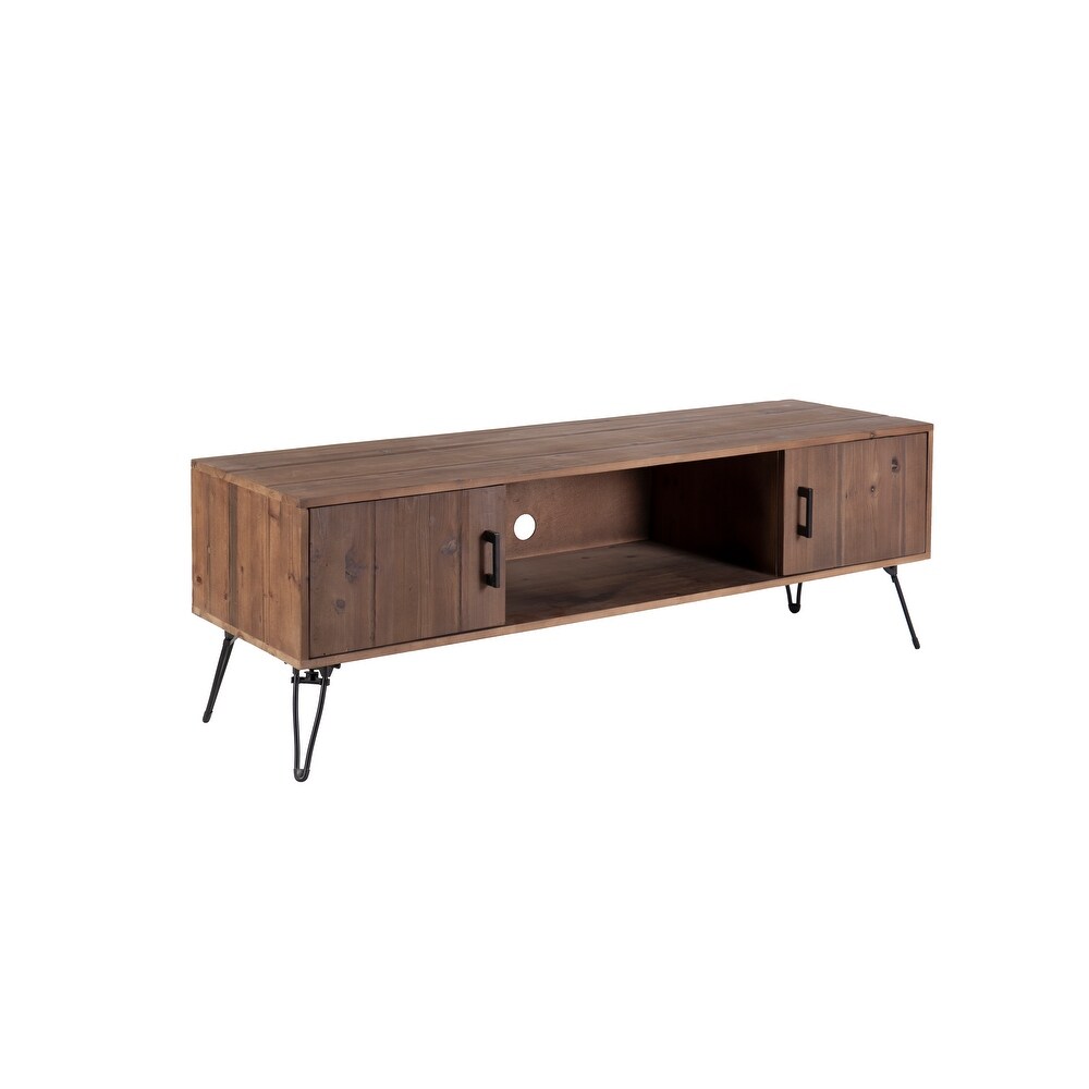 Solid Wood TV Stand TV Console Table with Storage Cabinet and Shelf  Industrial Entertainment Center for Living Room