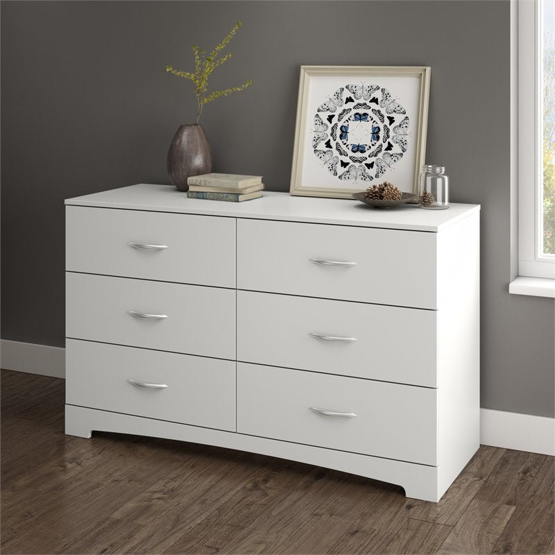 Home Square 3-Piece Set with Nightstand 5-Drawer Chest & Double Dresser in White