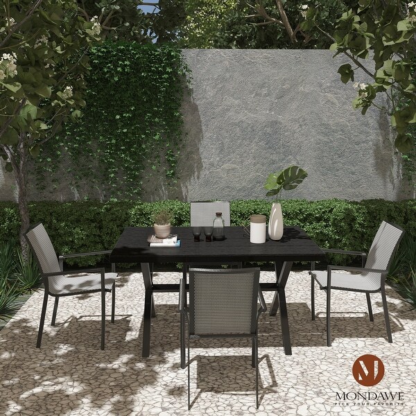 Rectangular Outdoor Dining Table with Imitation Wood Grain