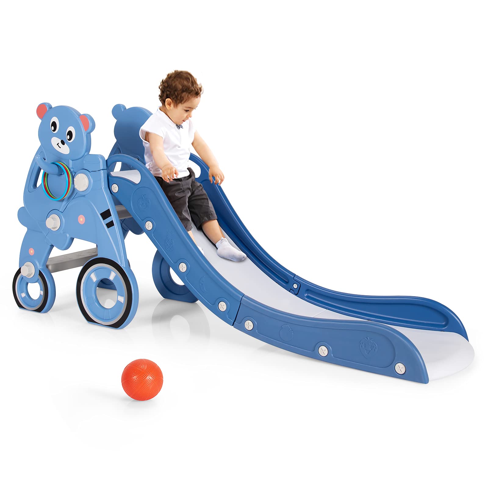 BABY JOY Slide for Kids, 4 in 1 Folding Toddler Large Climber Slide with Extra Long Slipping Slope