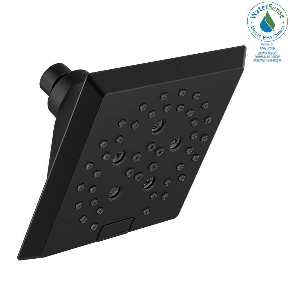 Delta Pivotal 5-Spray Patterns 1.75 GPM 5.81 in. Wall Mount Fixed Shower Head with H2Okinetic in Matte Black 52664-BL