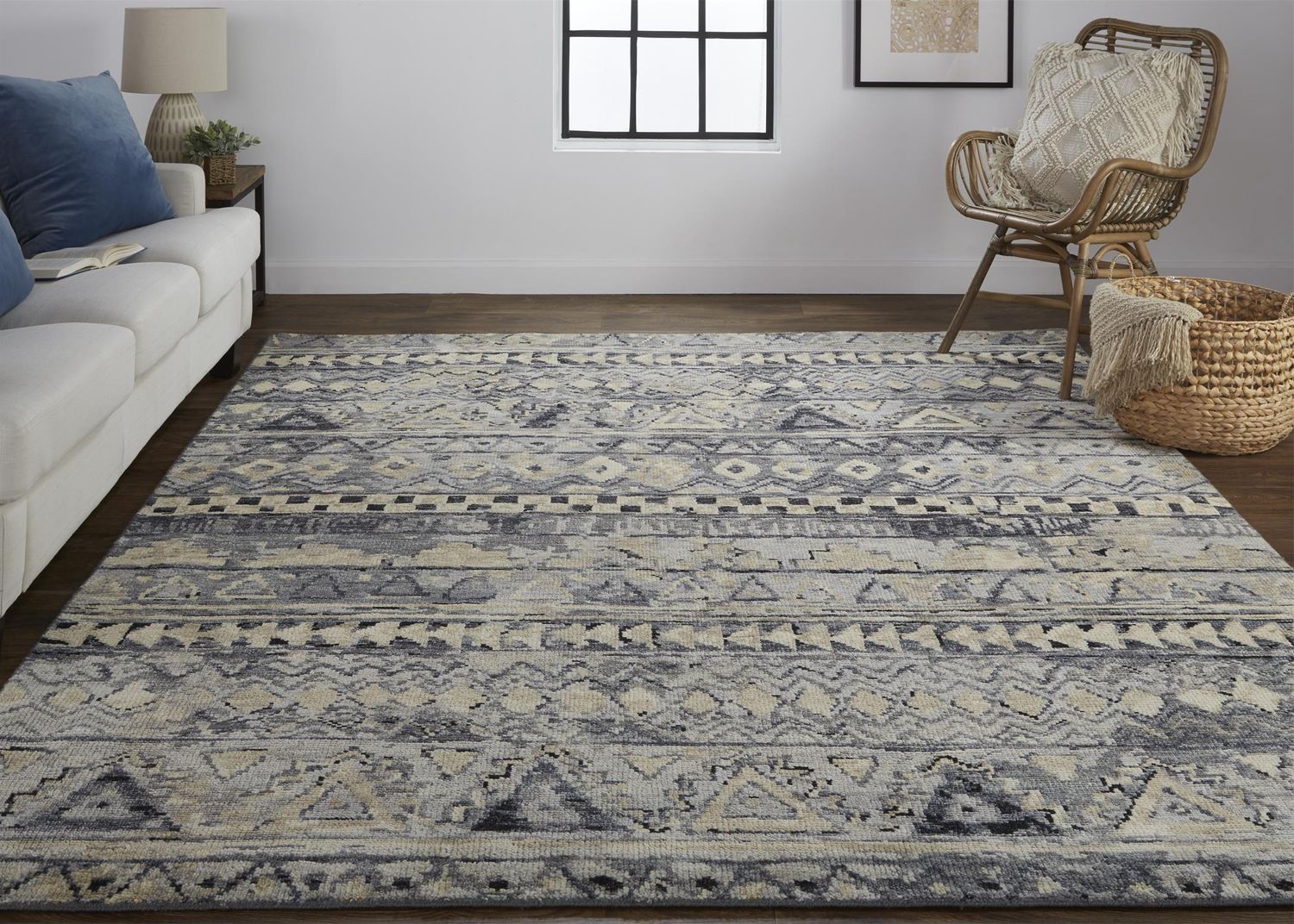 Scottsdale Hand Knotted Gray and Blue Rug by BD Fine