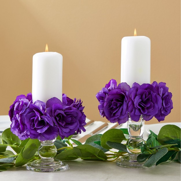 Bright Creations 50 Pack Purple Roses Artificial Flowers Bulk 3 Inch Stemless Fake Silk Roses For Decorations Wedding