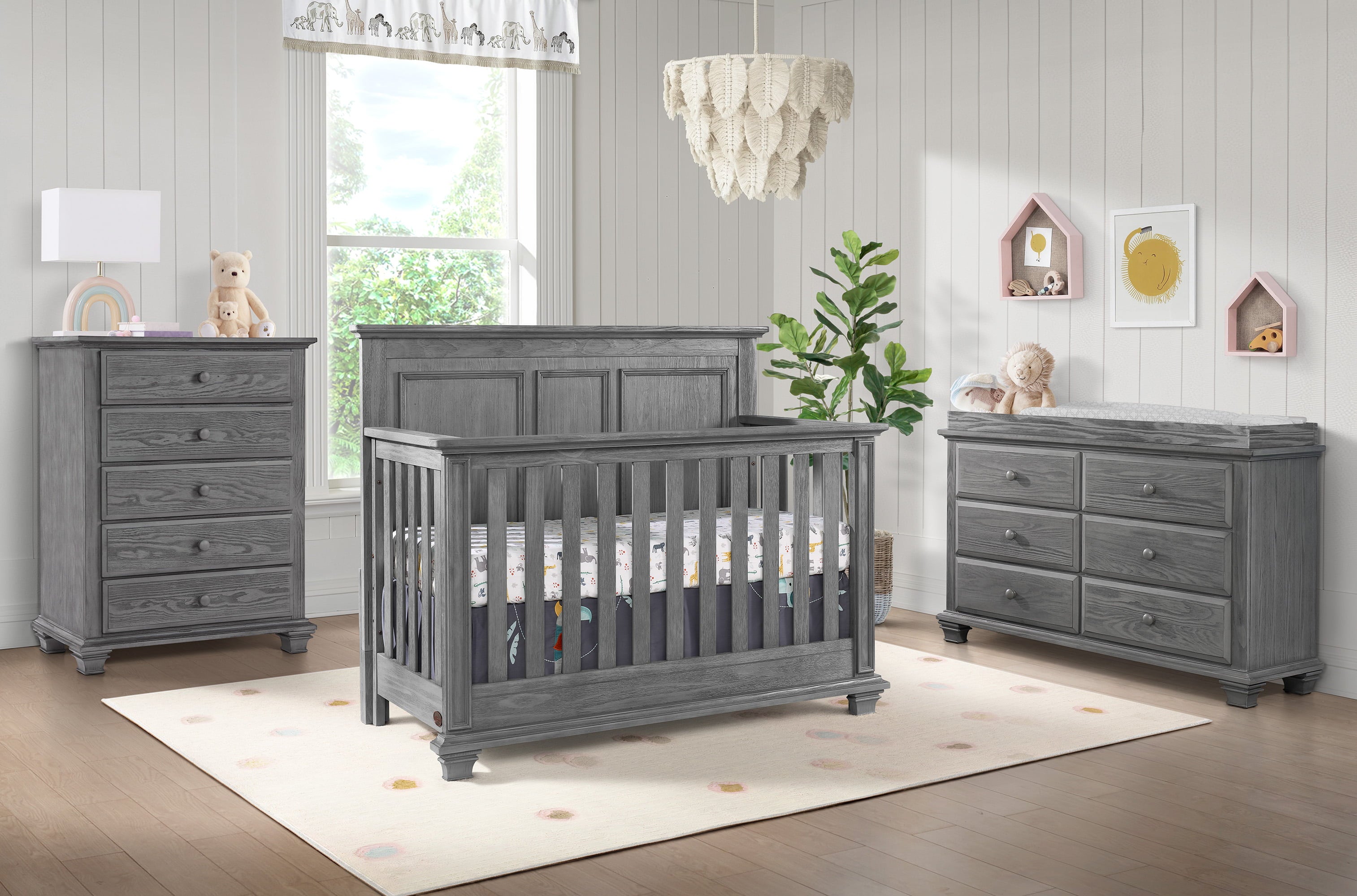 Oxford Baby Kenilworth 4-in-1 Convertible Crib, Graphite Gray, GREENGUARD Gold Certified, Wooden Crib