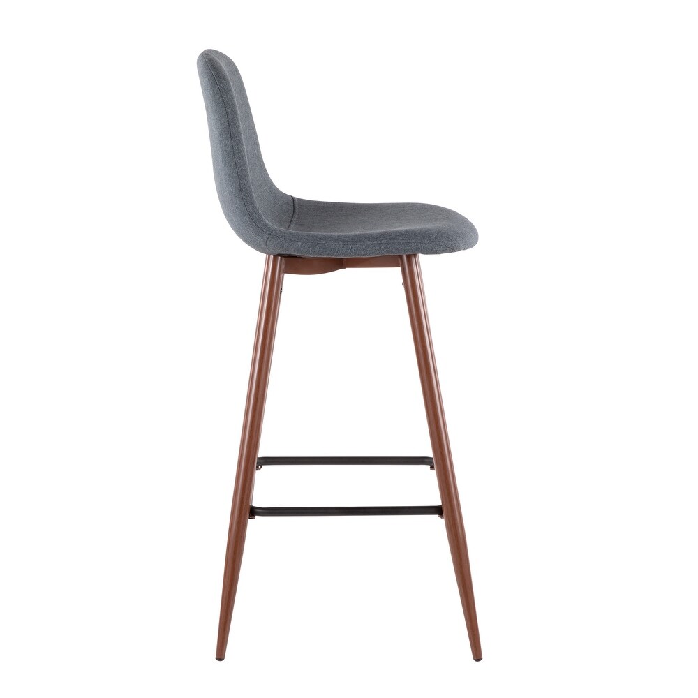 Lumisource Barstool in Walnut Metal and Light Grey Fabric  Set of 2   19\