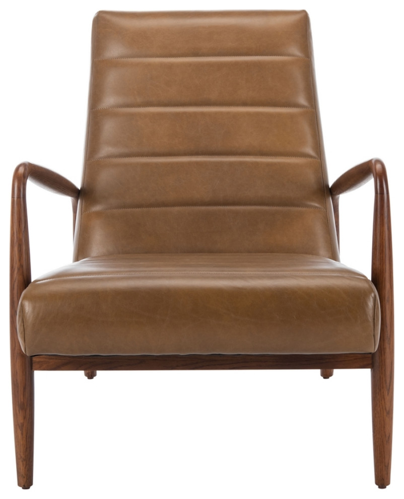 Sabello Channel Tufted Arm Chair Gingerbread / Dark Walnut   Midcentury   Armchairs And Accent Chairs   by Peachtree Fine Furniture  Houzz