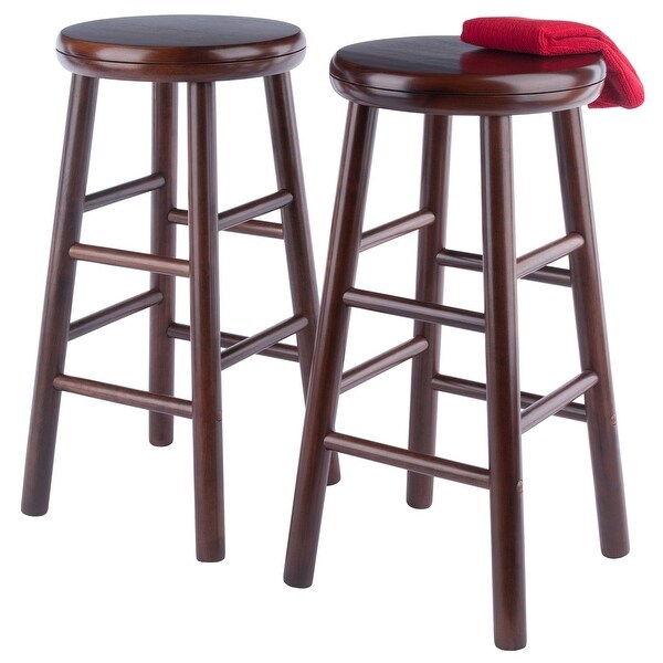 Shelby 2-Pc Swivel Seat Counter Stool Set， Walnut