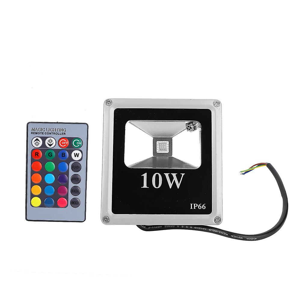 RGB 10W Outdoor LED Lamp Floodlight with Remote Control for Courtyard AC85-265V(gray)