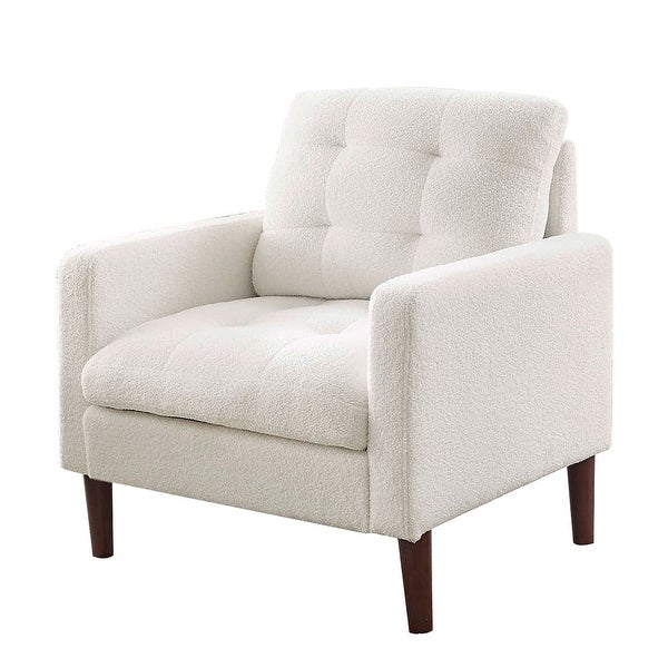 Modern Fabric Tufted Living Room Chair Armchair with Solid Wood Legs - 32