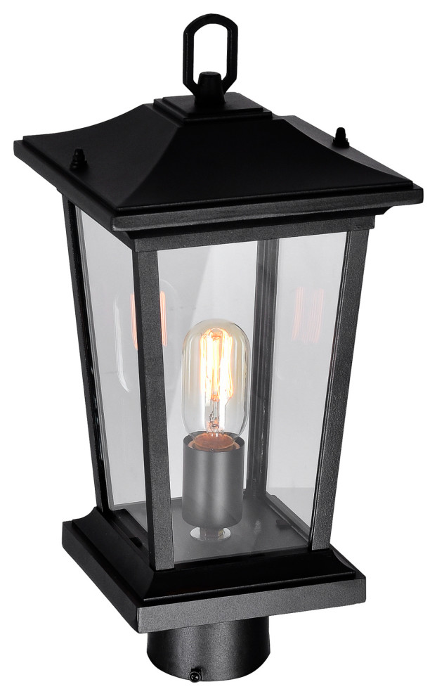 Leawood 1 Light Black Outdoor Lantern Head   Transitional   Post Lights   by CWI Lighting  Houzz