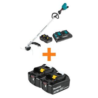 Makita 18V X2 (36V) LXT Lithium-Ion Brushless Cordless String Trimmer Kit (5.0Ah) with bonus 18V LXT Battery Pack 5.0 Ah (2-Pk) XRU18PT-BL18502