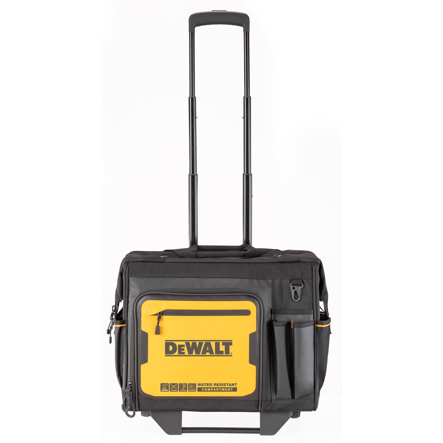 DW Ballistic Nylon Tool Bag On Wheels Roller Tool Bag 27 pocket Black/Yellow 1 pc