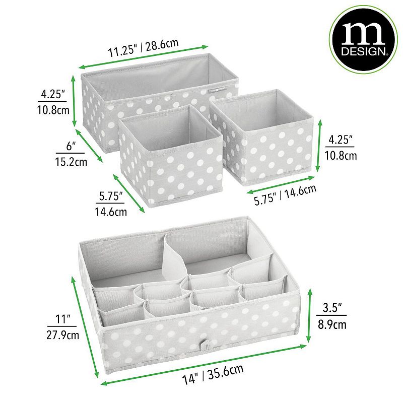 mDesign Fabric Nursery/Playroom Divided Drawer Bin， 2 Pack