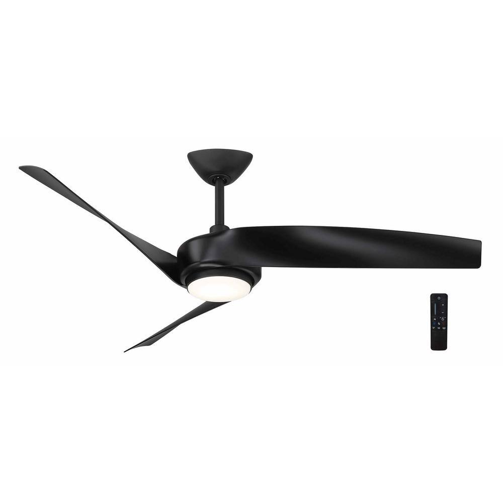 Hampton Bay Tudor 56 in. Integrated CCT LED Indoor Matte Black Ceiling Fan with Light and Remote Control AK309-MBK