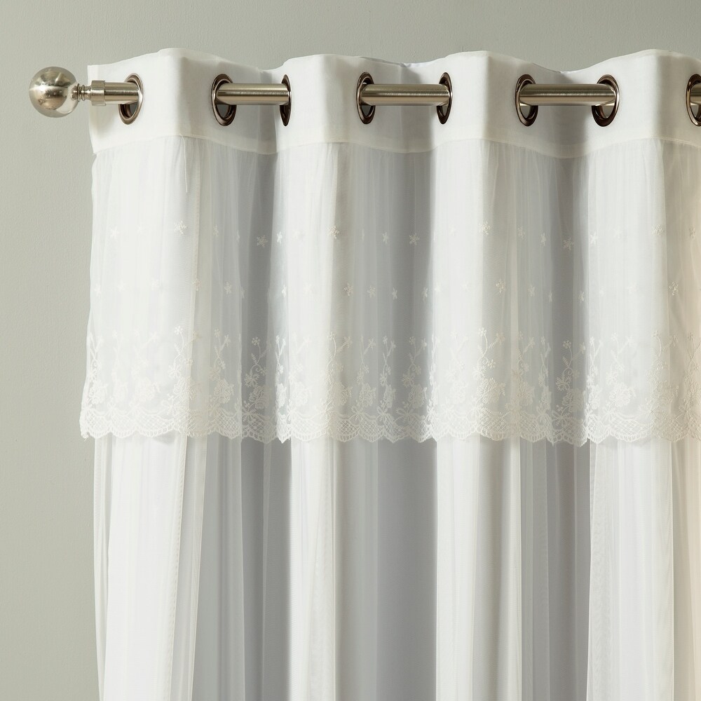 Aurora Home Tulle Sheer with Attached Valance   Blackout Mix   Match