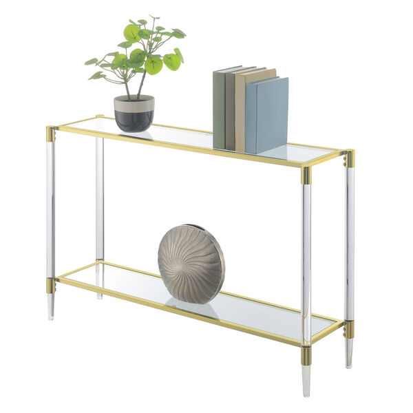 Royal Crest Gold 2-Tier Acrylic Glass Console Table