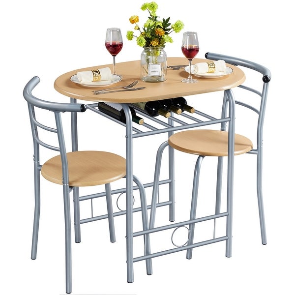 Yaheetech Modern Round Dining Table Set， 3 Piece Dining Room Sets