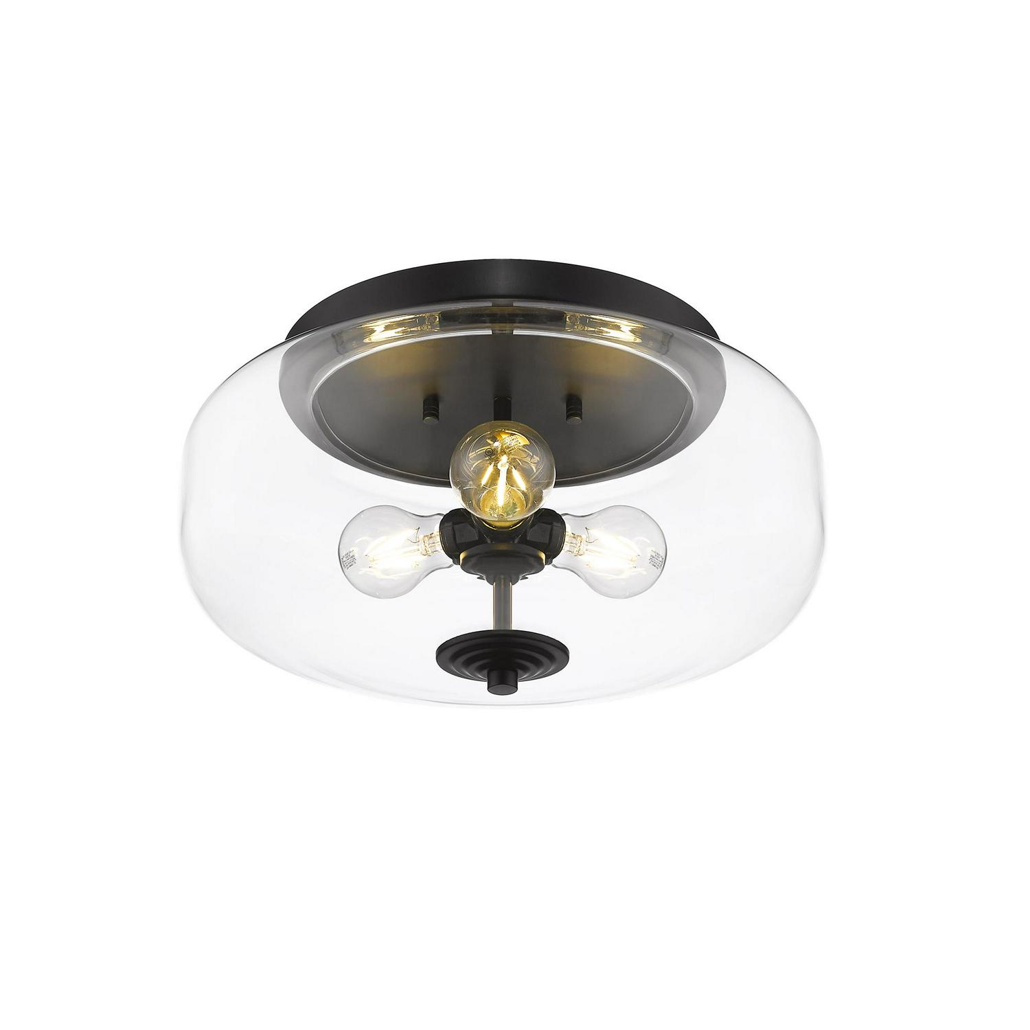 Ove Decors Glam 3-Light Ceiling Hanging Flush Mount Light， Black