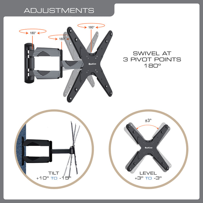 QualGear QGTMA012 Universal Ultra Slim Low Profile Articulating TV