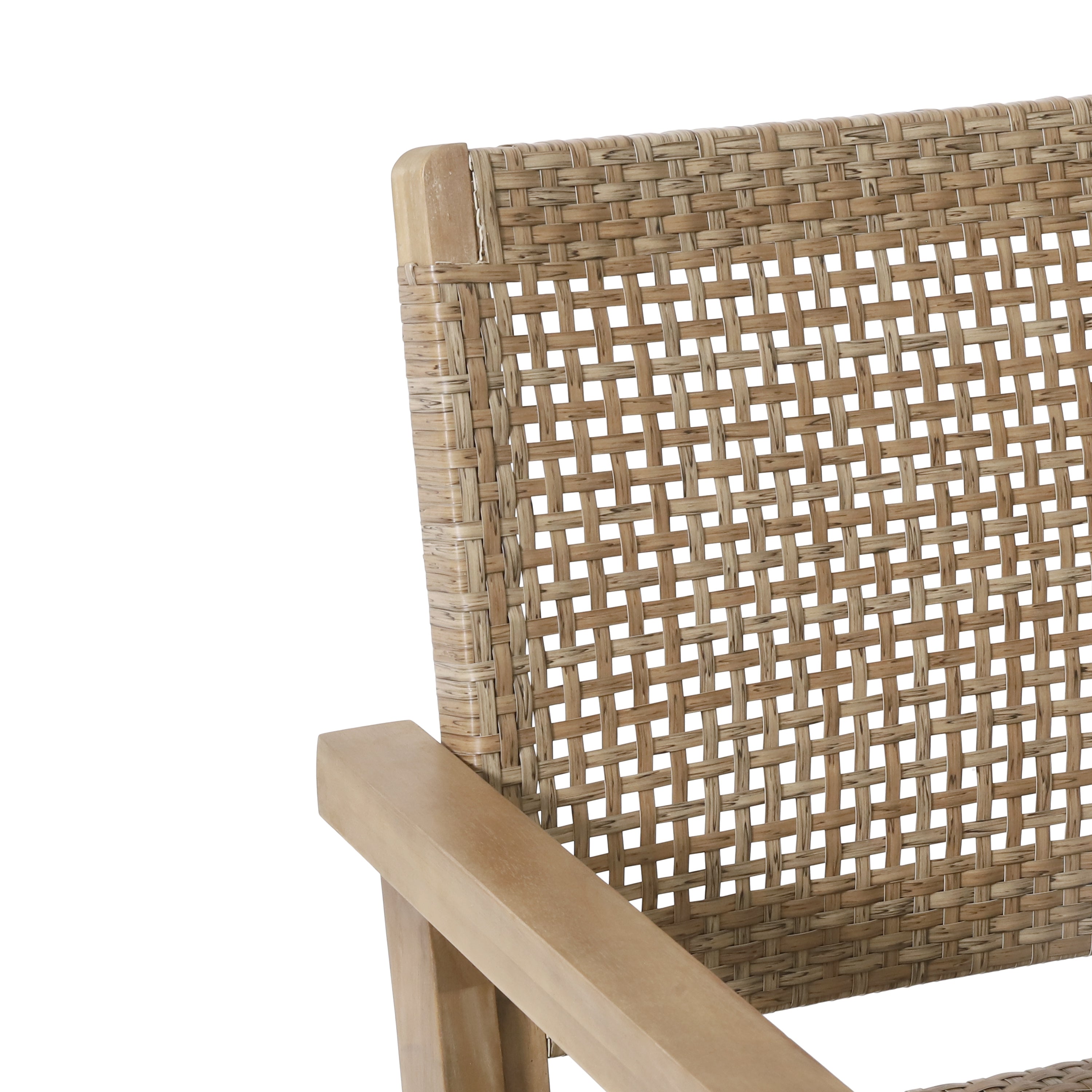 Elmcrest Outdoor Wicker and Acacia Wood Club Chairs, Set of 2, Light Multibrown and Light Brown