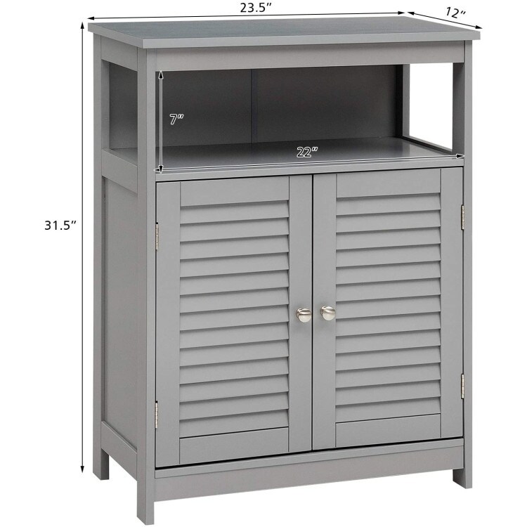 Wood Freestanding Bathroom Storage Cabinet with Double Shutter Door Gray   23.5'' x 12'' x 31.5'' (L x W x H)