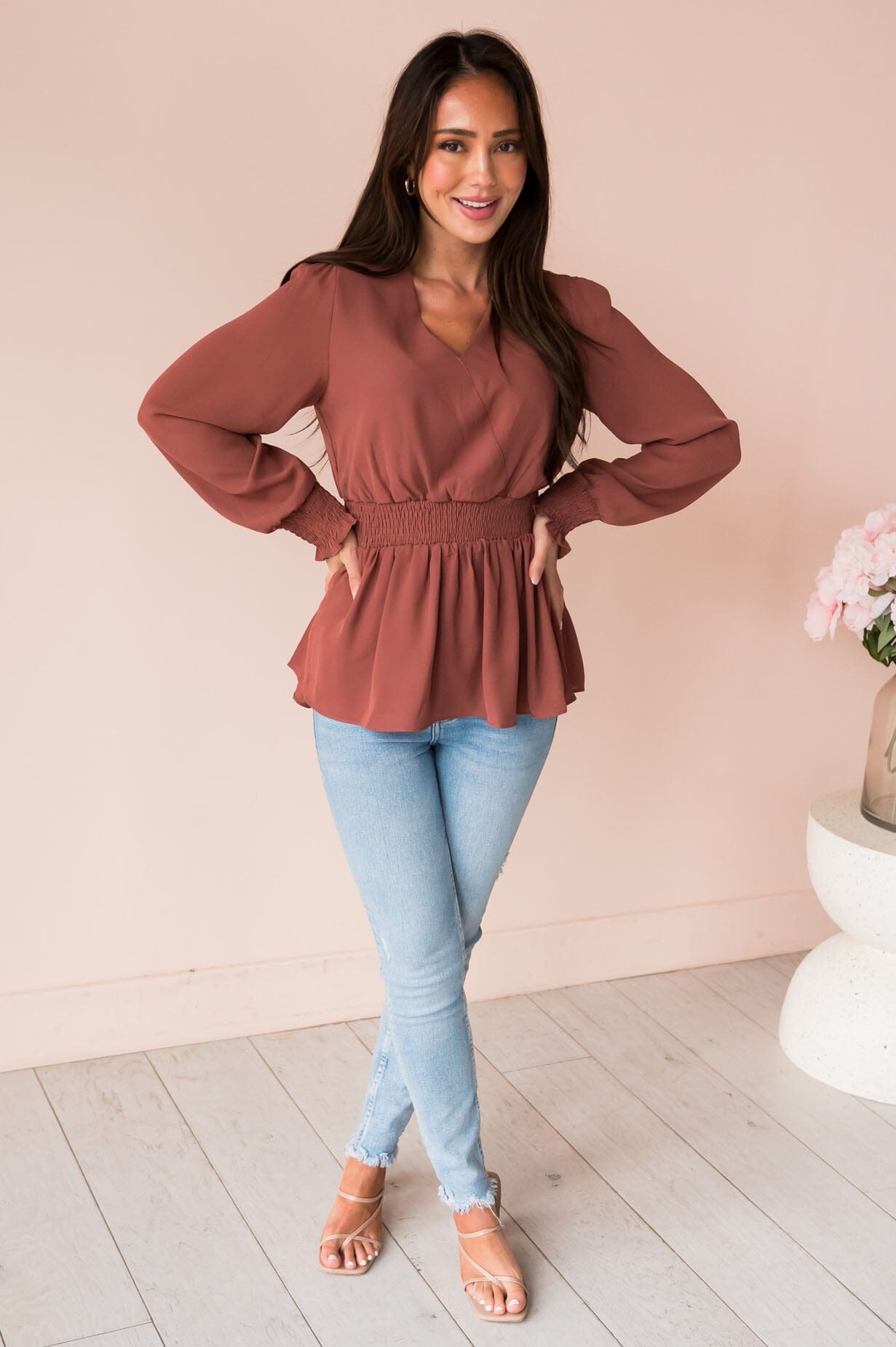 New Friends Modest Peplum Top