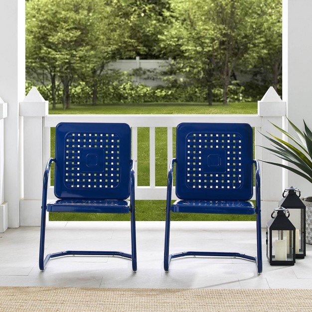 Bates 2pk Outdoor Metal Chairs Navy Crosley