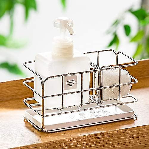 Sink Sponge Holder Countertop Stainless Steel Freestanding Sponge Sink Caddy Organizer Brush So