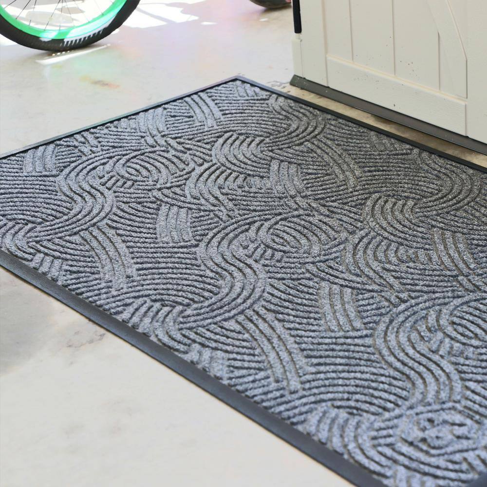 Bungalow Flooring 5 ft. W x 3 ft. L Grey Ash Polyester Rubber Garage Flooring Mat 185730035