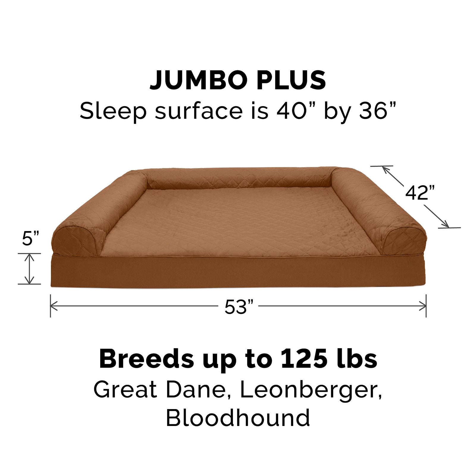 FurHaven | Orthopedic Quilted Sofa Pet Bed for Dogs & Cats, Toasted Brown, Jumbo Plus