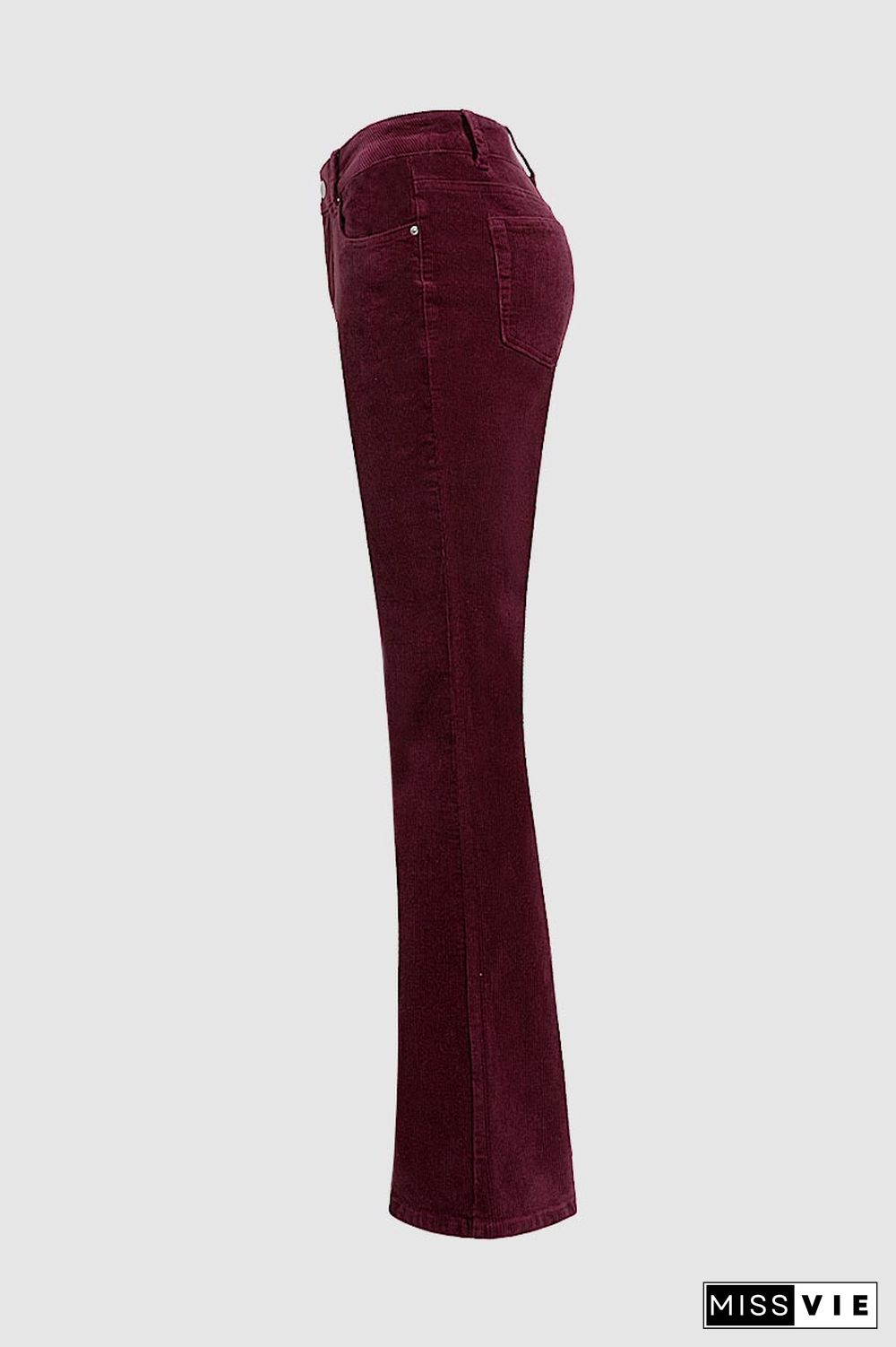 Corduroy Mid Waist Flare Pants