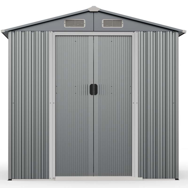 6 x 4 FT Outdoor Metal Storage Shed with Lockable Sliding Doors & 4 Air Vents, Waterproof Garden Tool Storage Room