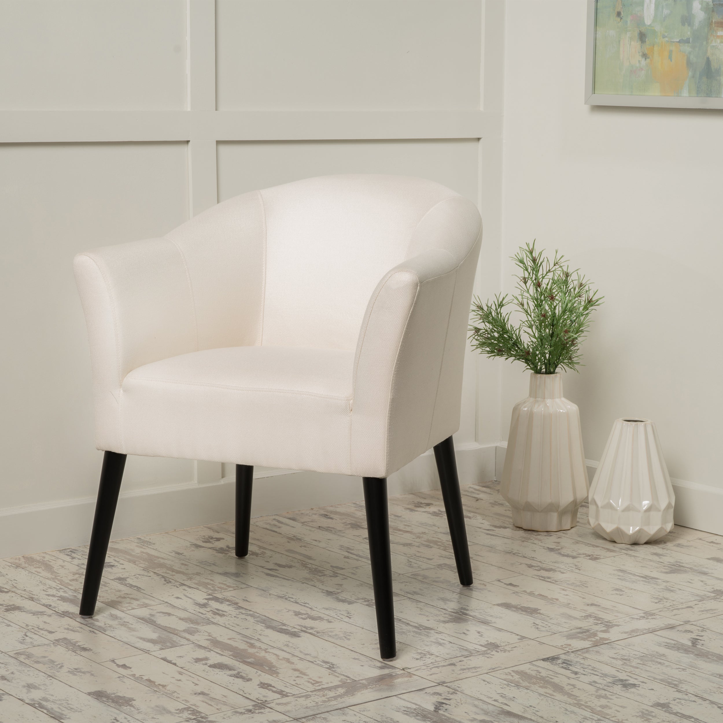 Charmaine Mid-Century Modern Low Back Fabric Accent Chair with Tapered Legs