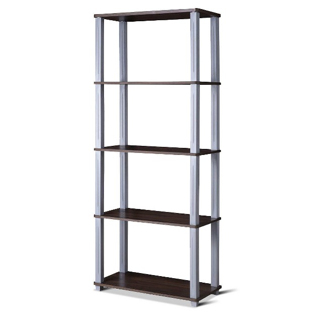 Costway 5 tier Multi functional Storage Shelves Rack Display Bookcase Home Furni Walnut