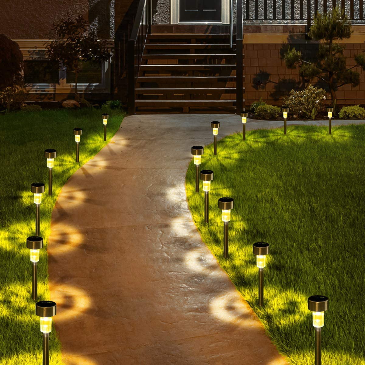 Rirool Solar Lights Outdoor, Stainless Steel Waterproof Outdoor Lights 12Pack, LED Landscape Lighting Outdoor Solar Garden Lights